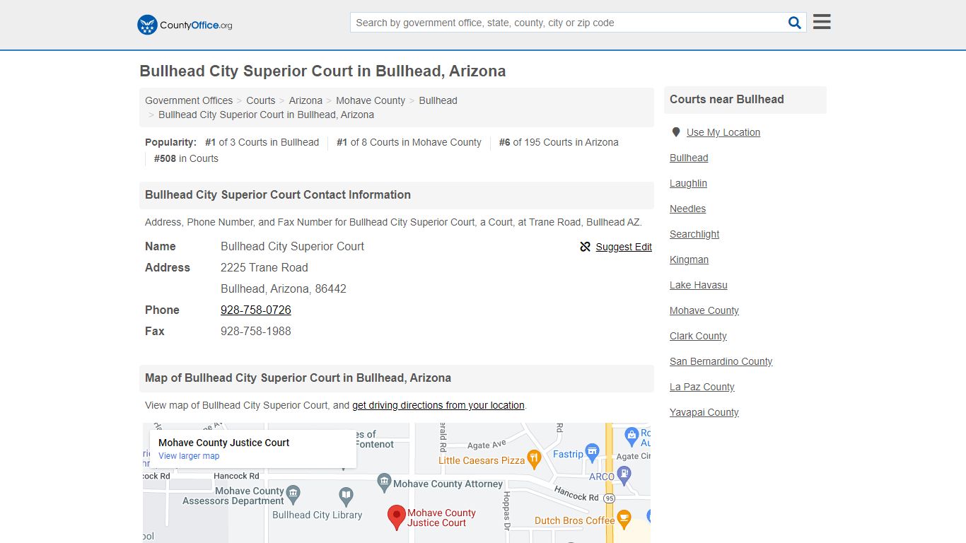 Bullhead City Superior Court in Bullhead, Arizona - County Office